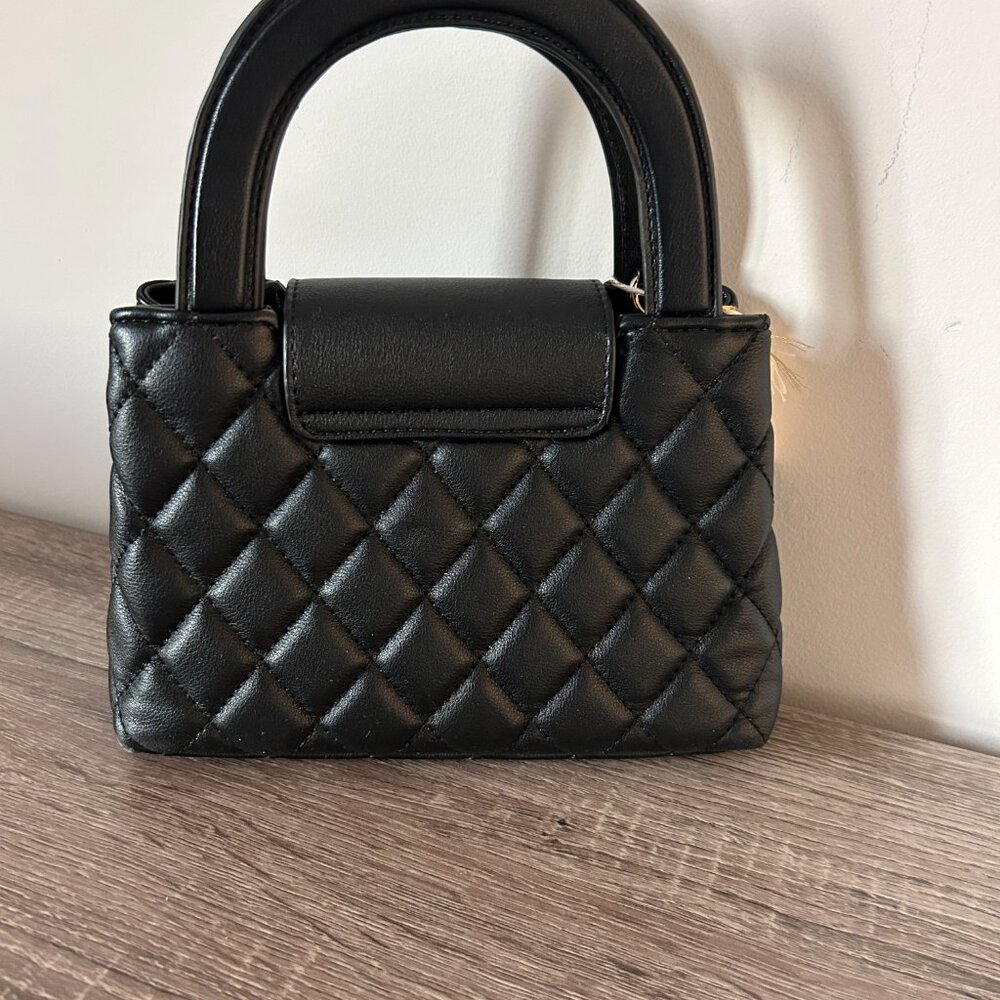 NEW BILLINI Quilted Black Faux Leather Mini Handbag Detachable Chain Crossbody - Picture 5 of 7